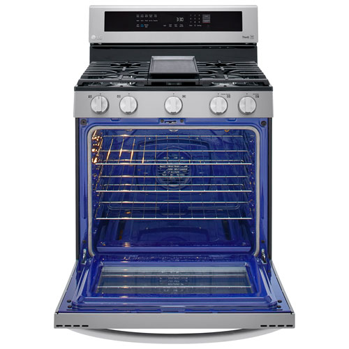 LG 30" 5.8 Cu. Ft. True Convection 5-Burner Freestanding Gas Air Fry Range (LRGL5825F) - Stainless