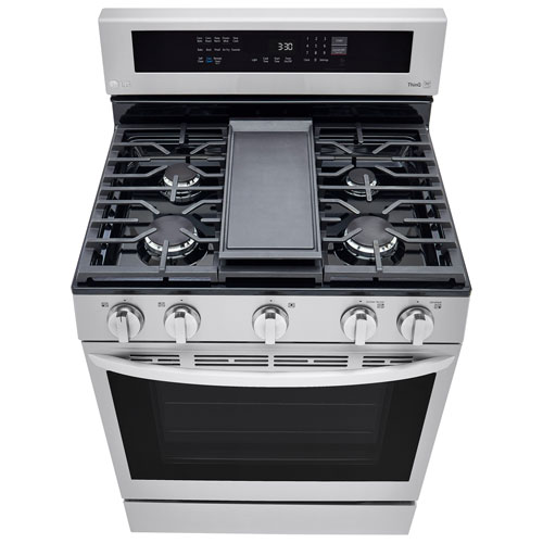 LG 30" 5.8 Cu. Ft. True Convection 5-Burner Freestanding Gas Air Fry Range (LRGL5825F) - Stainless