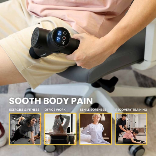 MotionGrey Personal Massage Gun Vibration Deep Tissue Percussion Massager Handheld 20 Adjustable Speeds Massager Pain Relief