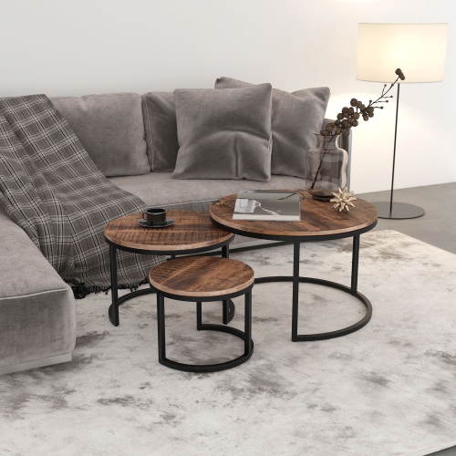 Viva Lifestyle Furiture 3PC COFFEE TABLE - WASHED GREY