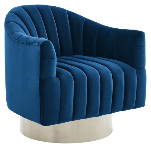 Viva Lifestyle Furiture SWIVEL ACCENT CHAIR - BLUE/SILVER