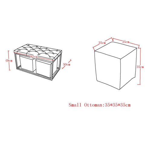 Viva Lifestyle Furiture 3PC RECTANGULAR COCKTAIL OTTOMAN - GREY BLUE