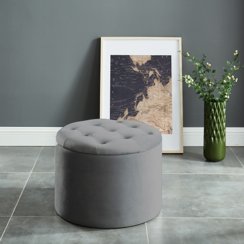 POUF DE RANGEMENT ROND Furmeubles de Viva Lifestyle - Gris