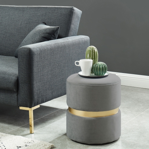 Viva Lifestyle Furiture ROUND OTTOMAN - GREY