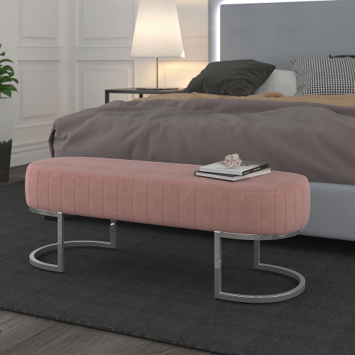 Viva Lifestyle Furiture BENCH - DUSTY ROSE/SILVER LEG