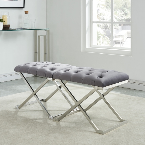 Viva Lifestyle Furiture SINGLE BENCH - GREY/SILVER