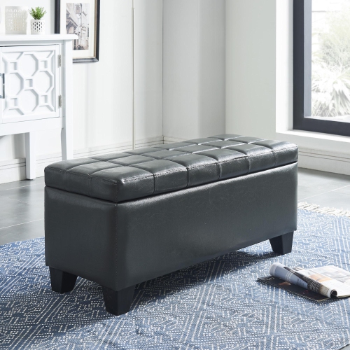 Viva Lifestyle Furiture RECTANGULAR STORAGE OTTOMAN - GREY