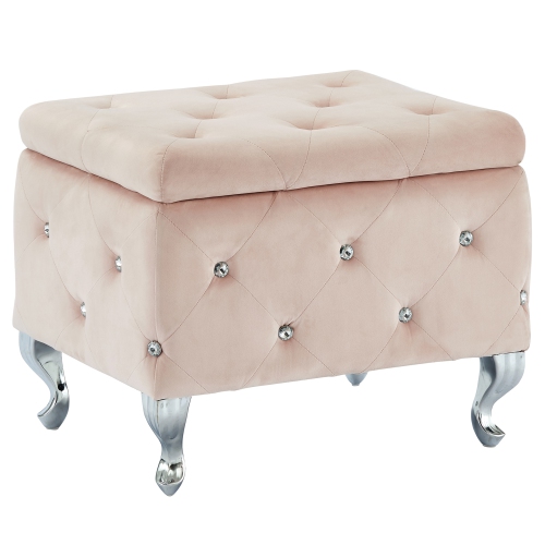 Viva Lifestyle Furiture SINGLE SQUARE STORAGE OTTOMAN - BLUSH