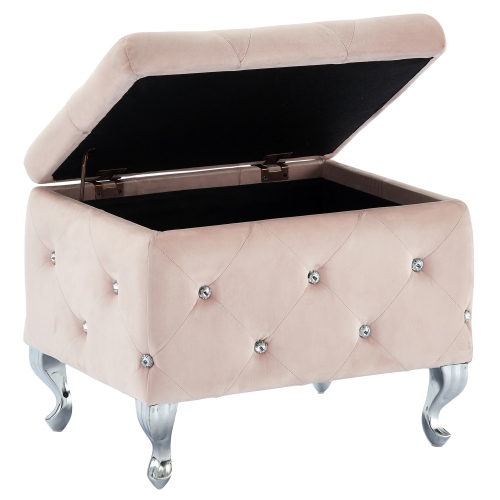 Viva Lifestyle Furiture SINGLE SQUARE STORAGE OTTOMAN - BLUSH
