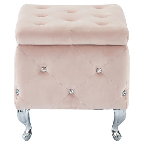 Viva Lifestyle Furiture SINGLE SQUARE STORAGE OTTOMAN - BLUSH