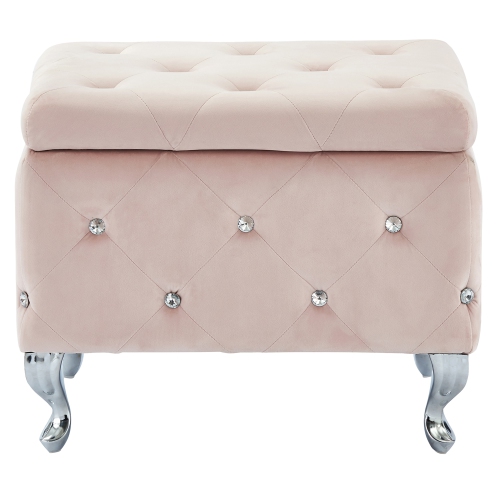 Viva Lifestyle Furiture SINGLE SQUARE STORAGE OTTOMAN - BLUSH