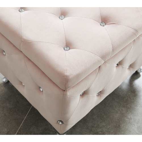 Viva Lifestyle Furiture SINGLE SQUARE STORAGE OTTOMAN - BLUSH