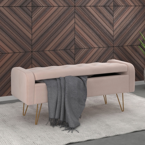 Viva Lifestyle Furiture STORAGE OTTOMAN - BLUSH/GOLD