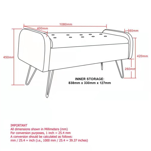 Viva Lifestyle Furiture STORAGE OTTOMAN - BLUSH/GOLD