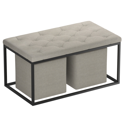 VIVA LIFESTYLE INC.  Furiture 3PC Rectangular Cocktail Ottoman - Light In Grey