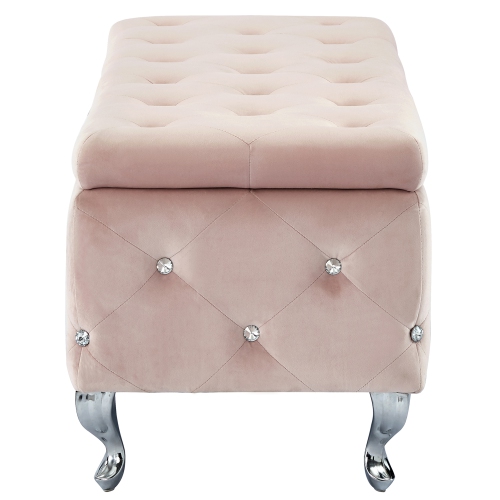 Viva Lifestyle Furiture RECTANGULAR STORAGE OTTOMAN - BLUSH PINK