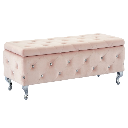 Viva Lifestyle Furiture RECTANGULAR STORAGE OTTOMAN - BLUSH PINK