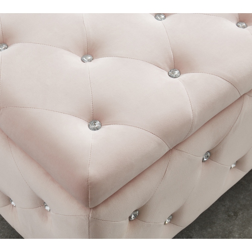 Viva Lifestyle Furiture RECTANGULAR STORAGE OTTOMAN - BLUSH PINK