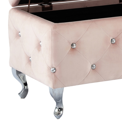 Viva Lifestyle Furiture RECTANGULAR STORAGE OTTOMAN - BLUSH PINK