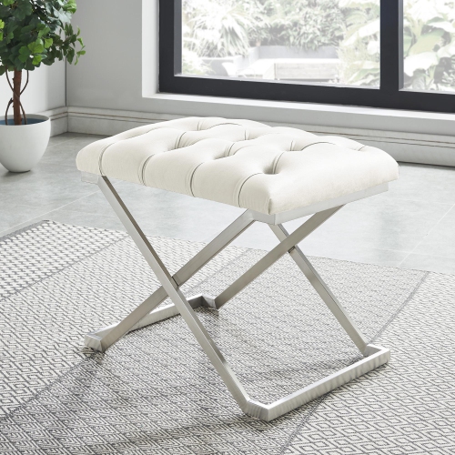 Viva Lifestyle Furiture SINGLE BENCH - IVORY/SILVER