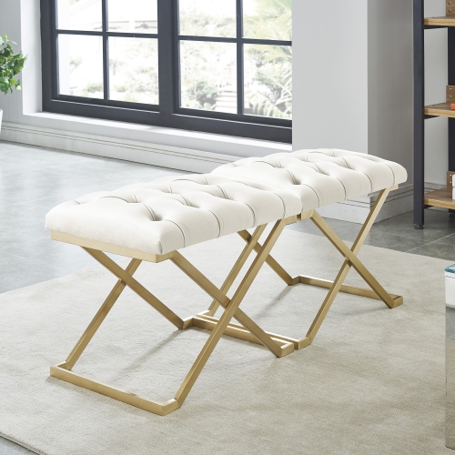 Viva Lifestyle Furiture SINGLE BENCH - IVORY/GOLD