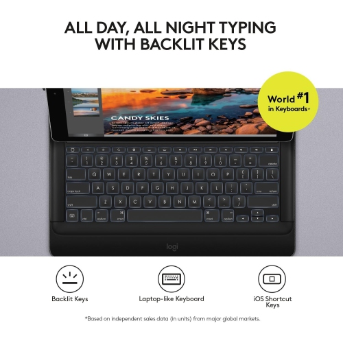 Remis à neuf - Étui-clavier rétroéclairé Create avec Smart de Logitech pour iPad Pro de 12,9 po (génération 1ᵉʳ) - Noir (920-007824)