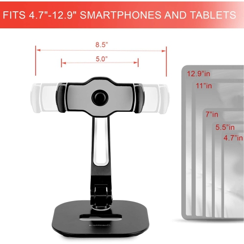 SHOPPINGALL Adjustable Tablet Stand for Any Tablet or Smartphone Between 4.7"-12.9" inches - SA-204D