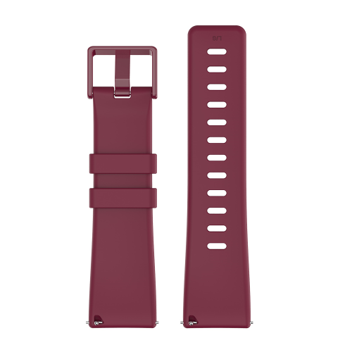 StrapsCo Silicone Rubber Watch Band Strap with Matching Buckle for Fitbit Versa - Medium-Long - Sangria Purple