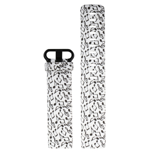 STRAPSCO  Patterned Silicone Rubber Watch Band Strap for Fitbit Charge 3 & Charge 4 - Medium-Long - Music Notes