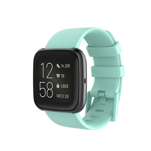 StrapsCo Silicone Rubber Watch Band Strap with Matching Buckle for Fitbit Versa - Short-Medium - Mint Green