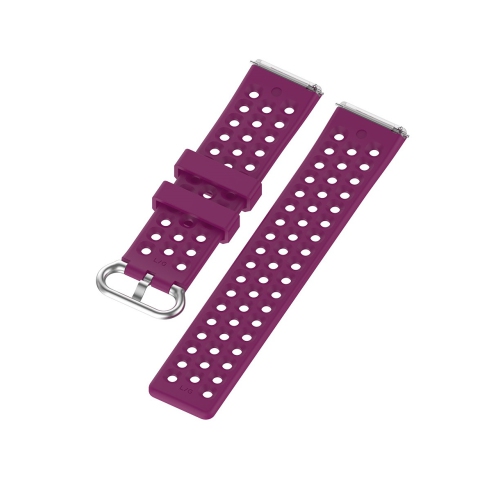 StrapsCo Perforated Silicone Rubber Watch Band Strap for Fitbit Versa - Short-Medium - Purple