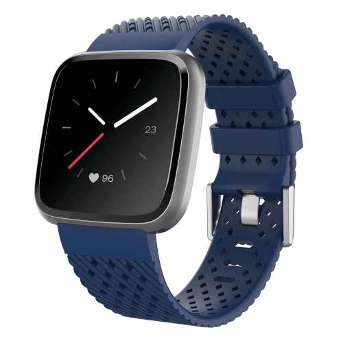 STRAPSCO  Perforated Textured Silicone Rubber Watch Band Strap for Fitbit Versa - Short-Medium - In Blue