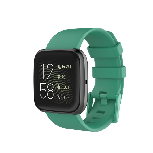 StrapsCo Silicone Rubber Watch Band Strap with Matching Buckle for Fitbit Versa - Short-Medium - Green