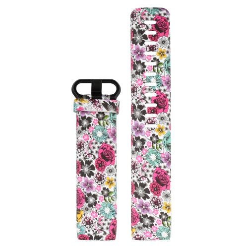 StrapsCo Patterned Silicone Rubber Watch Band Strap for Fitbit Charge 3 & Charge 4 - Short-Medium - Shaded Flowers