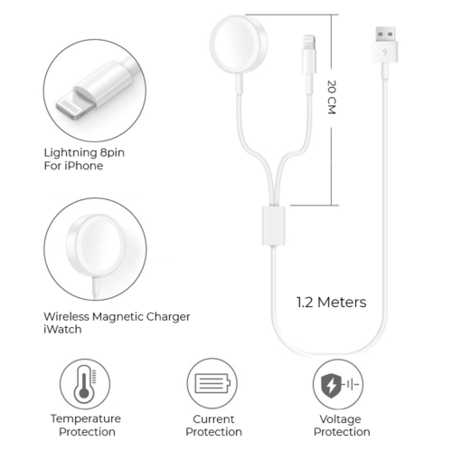 StrapsCo USB Combo 2-in-1 Charger for Apple iPhone & Apple Watch