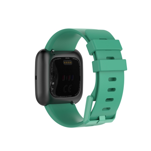 StrapsCo Silicone Rubber Watch Band Strap with Matching Buckle for Fitbit Versa - Medium-Long - Green