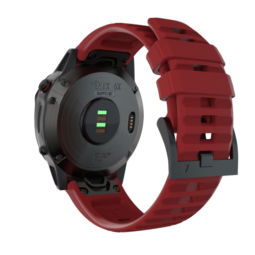 StrapsCo Silicone Rubber Band Strap for Garmin Fenix 5, Fenix 6, Forerunner 935, Approach S60, Quatix 5, Instinct - Red
