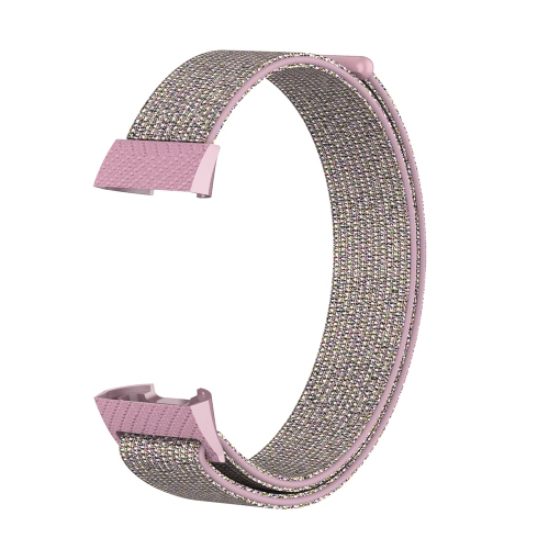 STRAPSCO  Woven Nylon Watch Band Strap for Fitbit Charge 3 & Charge 4 - In Pink
