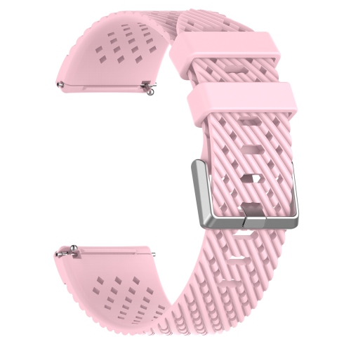 StrapsCo Perforated Textured Silicone Rubber Watch Band Strap for Fitbit Versa - Medium-Long - Pink
