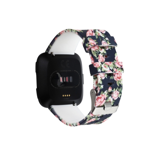 StrapsCo Bracelet de Montre en Caoutchouc de Silicone avec motif floral pour Fitbit Versa - Pivoines