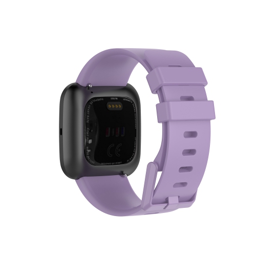 StrapsCo Silicone Rubber Watch Band Strap with Matching Buckle for Fitbit Versa - Short-Medium - Purple