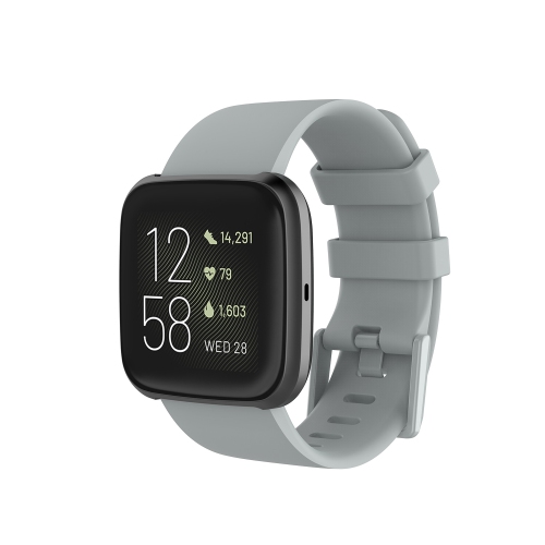 STRAPSCO  Silicone Rubber Watch Band Strap With Matching Buckle for Fitbit Versa - Medium-Long - In Grey
