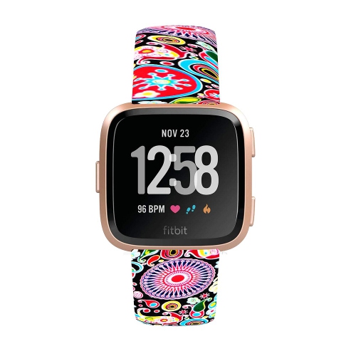 StrapsCo Patterned Pin-and-Tuck Rubber Watch Band Strap for Fitbit Versa - Psychedelic