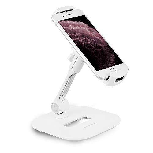 SHOPPINGALL Adjustable Tablet Stand for Any Tablet or Smartphone Between 4.7"-12.9" inches - SA-204D (White)