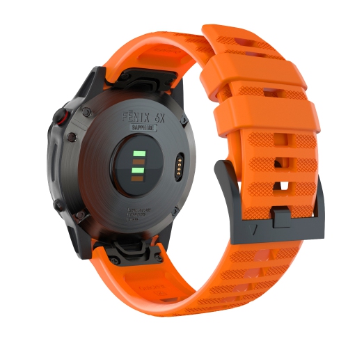 StrapsCo Silicone Rubber Band Strap for Garmin Fenix 5, Fenix 6, Forerunner 935, Approach S60, Quatix 5, Instinct - Orange
