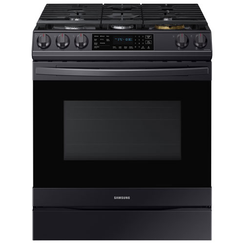 Samsung 30" 6.0 Cu. Ft. True Convection Slide-In Gas Air Fry Range -Black Stainless