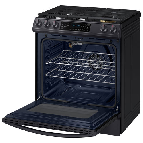 Samsung 30" 6.0 Cu. Ft. True Convection Slide-In Gas Air Fry Range (NX60T8511SG/AA) -Black Stainless