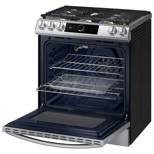 Samsung 30" 6.0 Cu. Ft. True Convection 5-Burner Slide-In Gas Air Fry Range (NX60T8711SS/AA) -Stainless