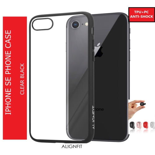 ALIGNFIT  Symmetry Fitted Hard Shell Case for Iphone Se 2020 With Tws Bluetooth- Clear In Black