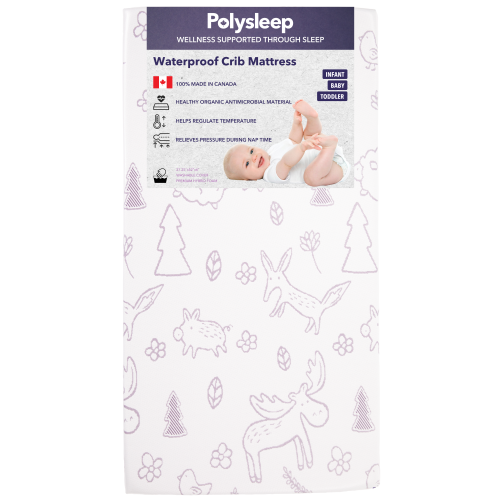 Polysleep Toddler Mattress Made with Premium Hybrid Foam - Waterproof Baby Crib Mattress, 100% Made In Canada, Organic Open-Cell Memory Foam - Liquid